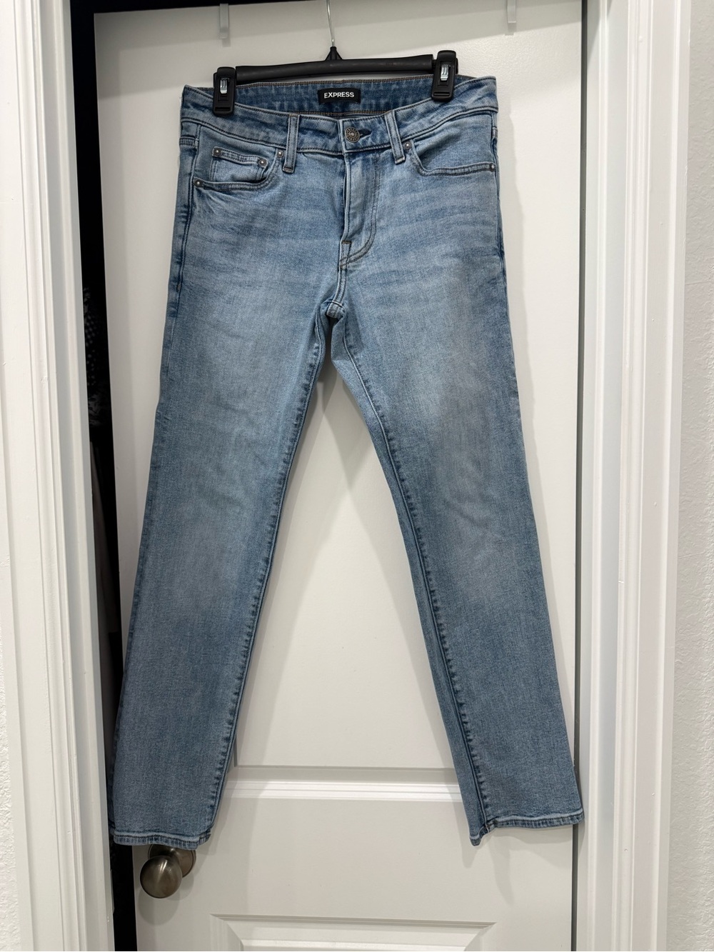 Express Slim Straight Jeans in Blue Denim